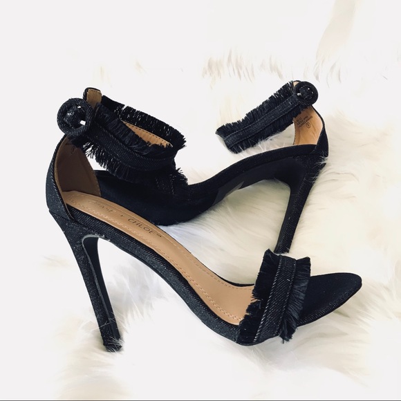 gianna blk denim frayed stiletto heel - Picture 2 of 8
